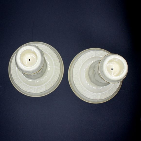 Vintage Ivory Porcelain Mikasa Tivoli D1000 Candle Holders Candlesticks 7" Pair - Picture 6 of 9